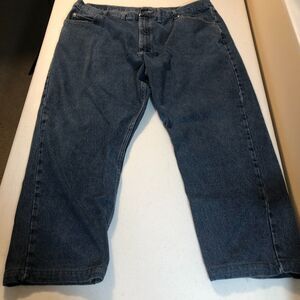 Wrangler Mens Blue Jeans Altered 44x27.5 Straight Leg Relaxed Fit Paint Flecks